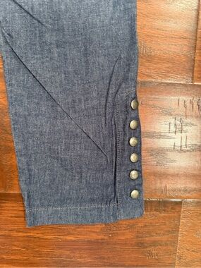 Women’s Dark Blue Bootcut Jeans with Button Hem